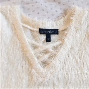 Urban Outfitters Tops - Derek White Fuzzy Criss Cross Neck Top Urban Outfitters Tops - Derek White Fuzzy Criss Cross Neck Top